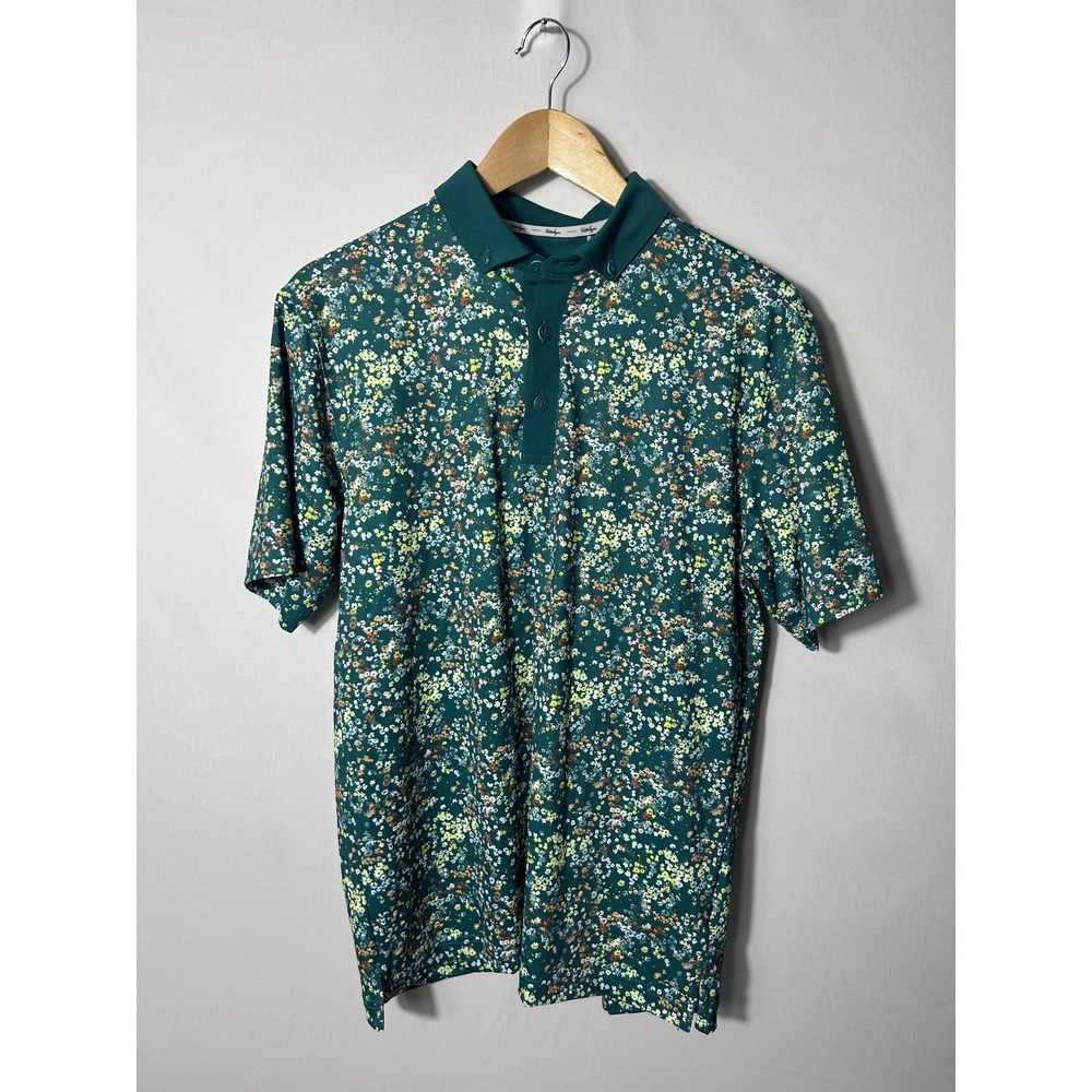 Walter Hagen Polo Mens Small Green Floral Garden Party Performance Golf Shirt